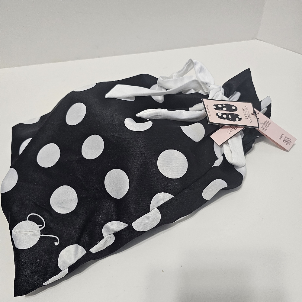 Victoria's Secret Black And White Polka Dot Slippers Sz S - Picture 6 of 6